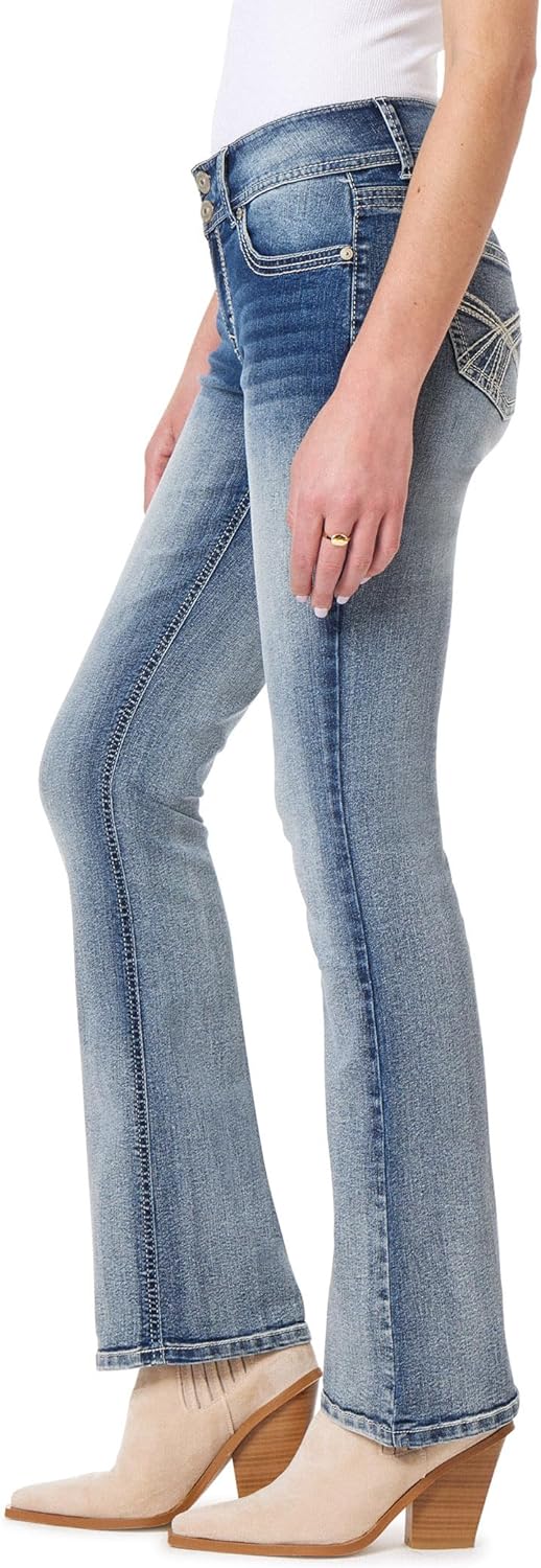 WallFlower Women's Luscious Curvy Bootcut Mid-Rise Insta Stretch Juniors Jeans (Standard and Plus)