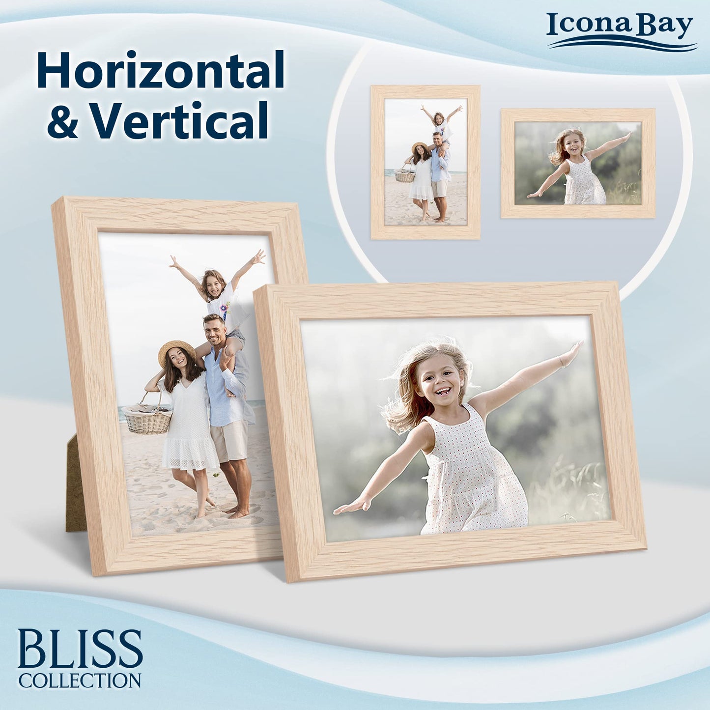 Icona Bay 5x7 Black Picture Frame, Modern Style Wood Composite Frame, Table Top or Wall Mount, Bliss Collection