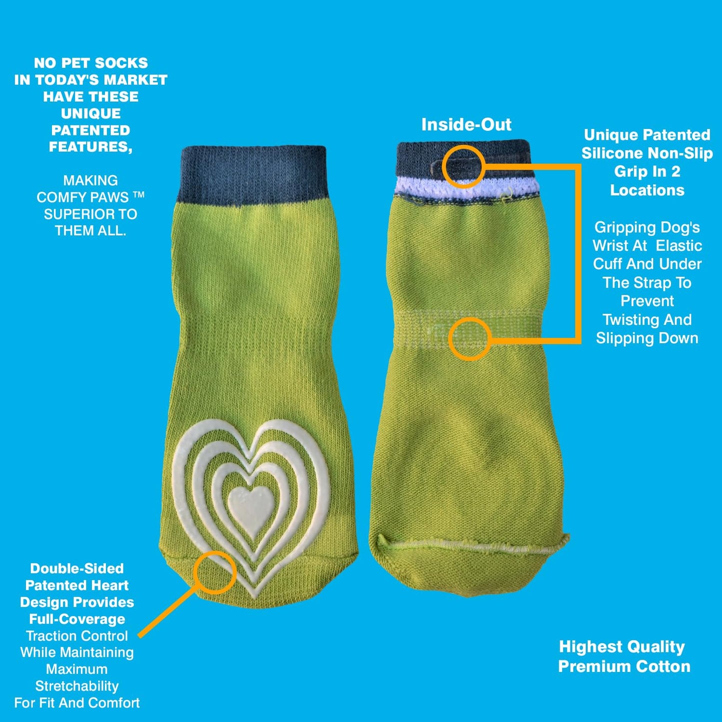 Medical First-Aid Double Sided Anti-Slip Cotton Dog Socks | PawFlex Comfy Pawz Silicone Nonslip at Inner Cuff for No Twisting or Sliding Off | Pet Paw Protection |Wound Care | Traction Control