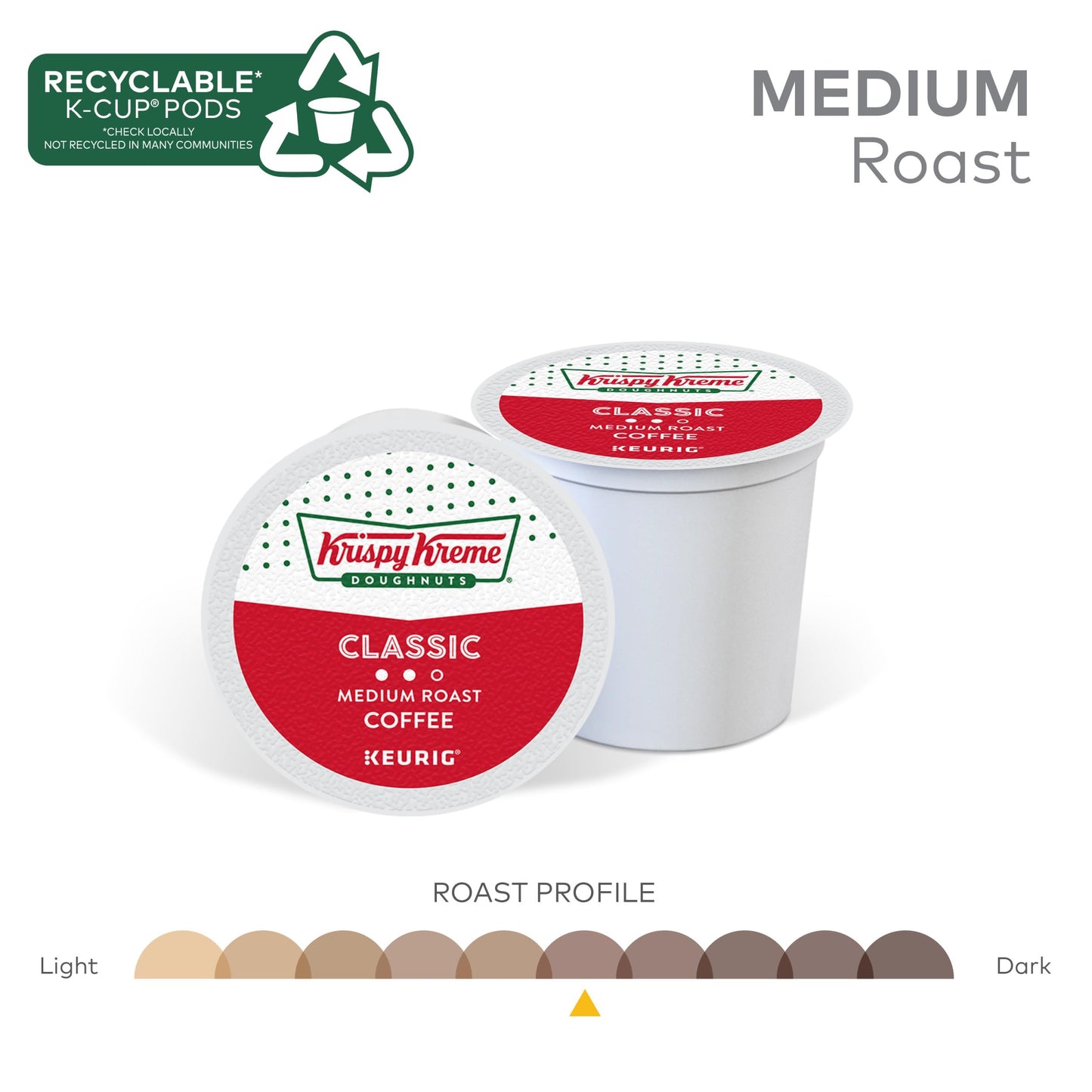 Krispy Kreme Classic, Single-Serve Keurig K-Cup Pods, Medium Roast Coffee Pods, 32 Count