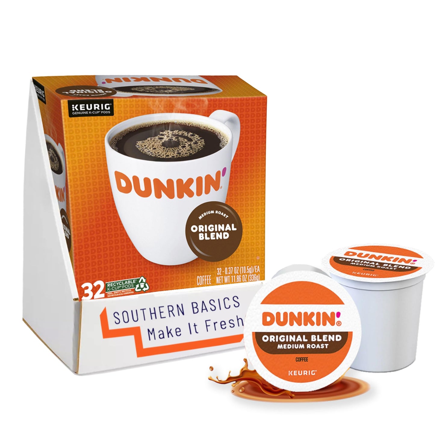 Dunkin' Original Blend Single Serve Keurig K-Cup Pods, Medium Roast Coffee, 60 Pods total (6 Boxes of 10)