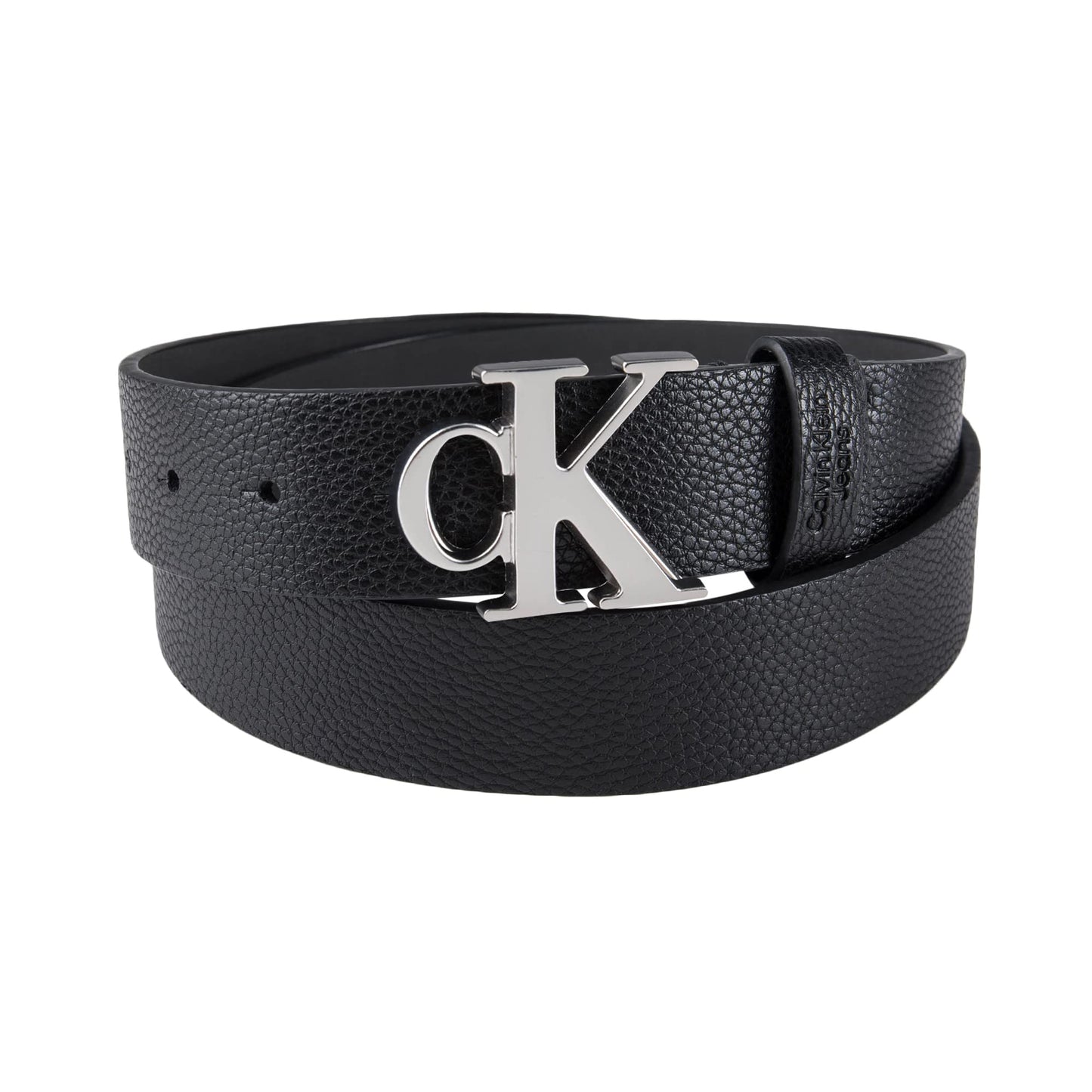 Calvin Klein Men's Casual Statement Plaque Buckle Belt with Logo Treatment