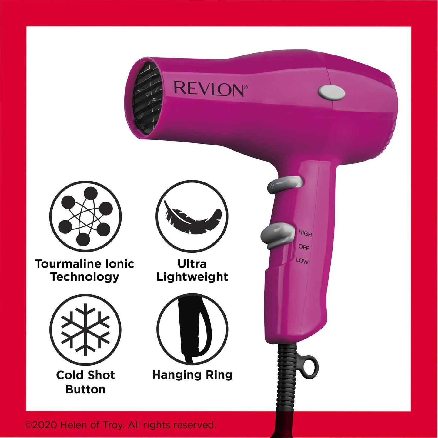 Revlon Compact Hair Dryer | 1875W Lightweight Design, Perfect for Travel, (Black)