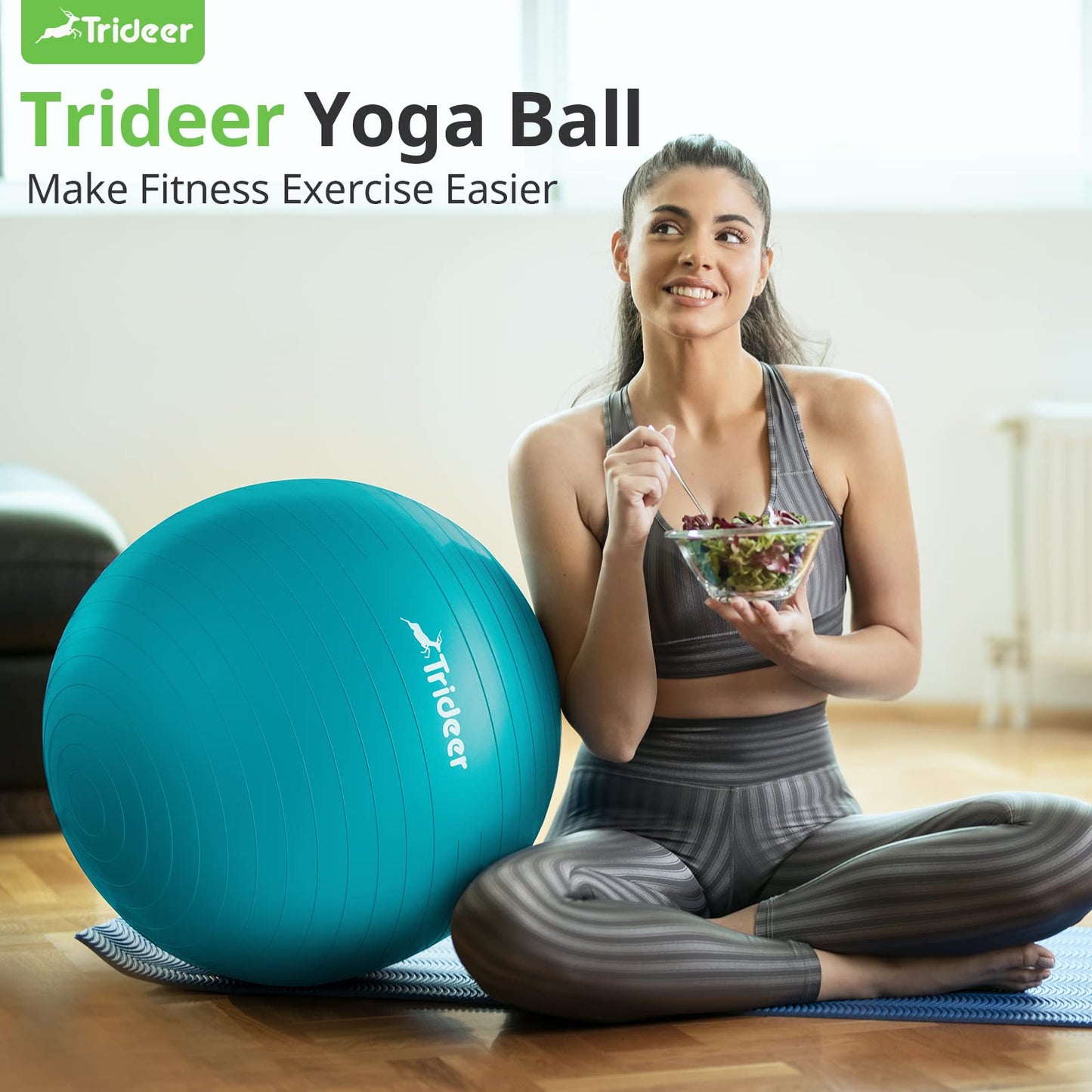 Trideer Yoga Ball Exercise Ball for Working Out, 5 Sizes Gym Ball, Birthing Ball for Pregnancy, Swiss Ball for Physical Therapy, Balance, Stability, Fitness, Office Ball Chair, Quick Pump Included