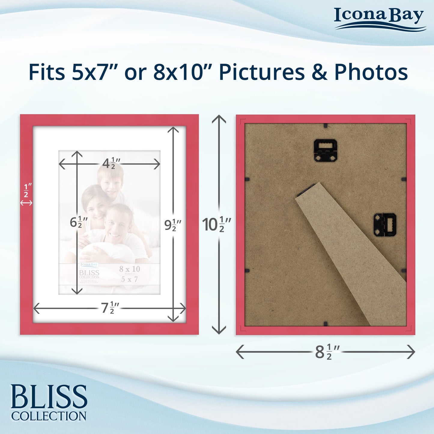 Icona Bay 5x7 Black Picture Frame, Modern Style Wood Composite Frame, Table Top or Wall Mount, Bliss Collection