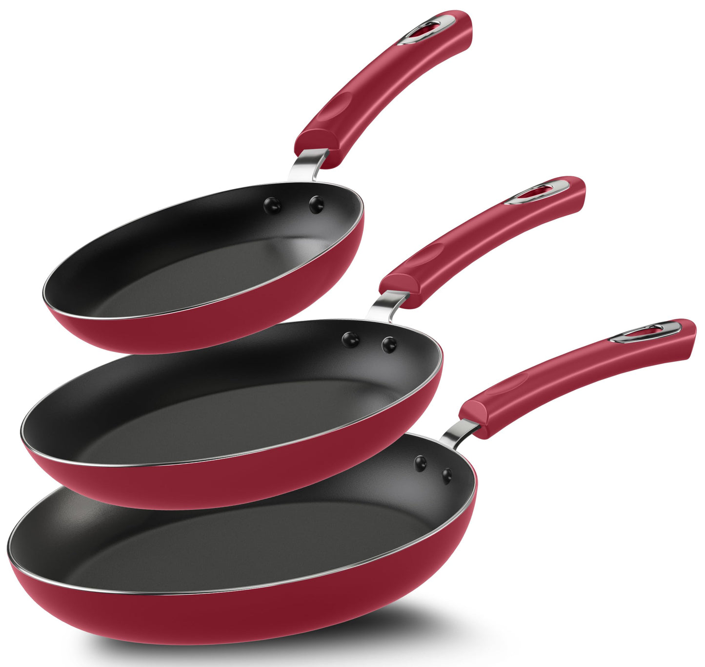 Utopia Kitchen Nonstick Frying Pan Set - 3 Piece Induction Bottom - 8 Inches, 9.5 Inches and 11 Inches - (Grey-Black)