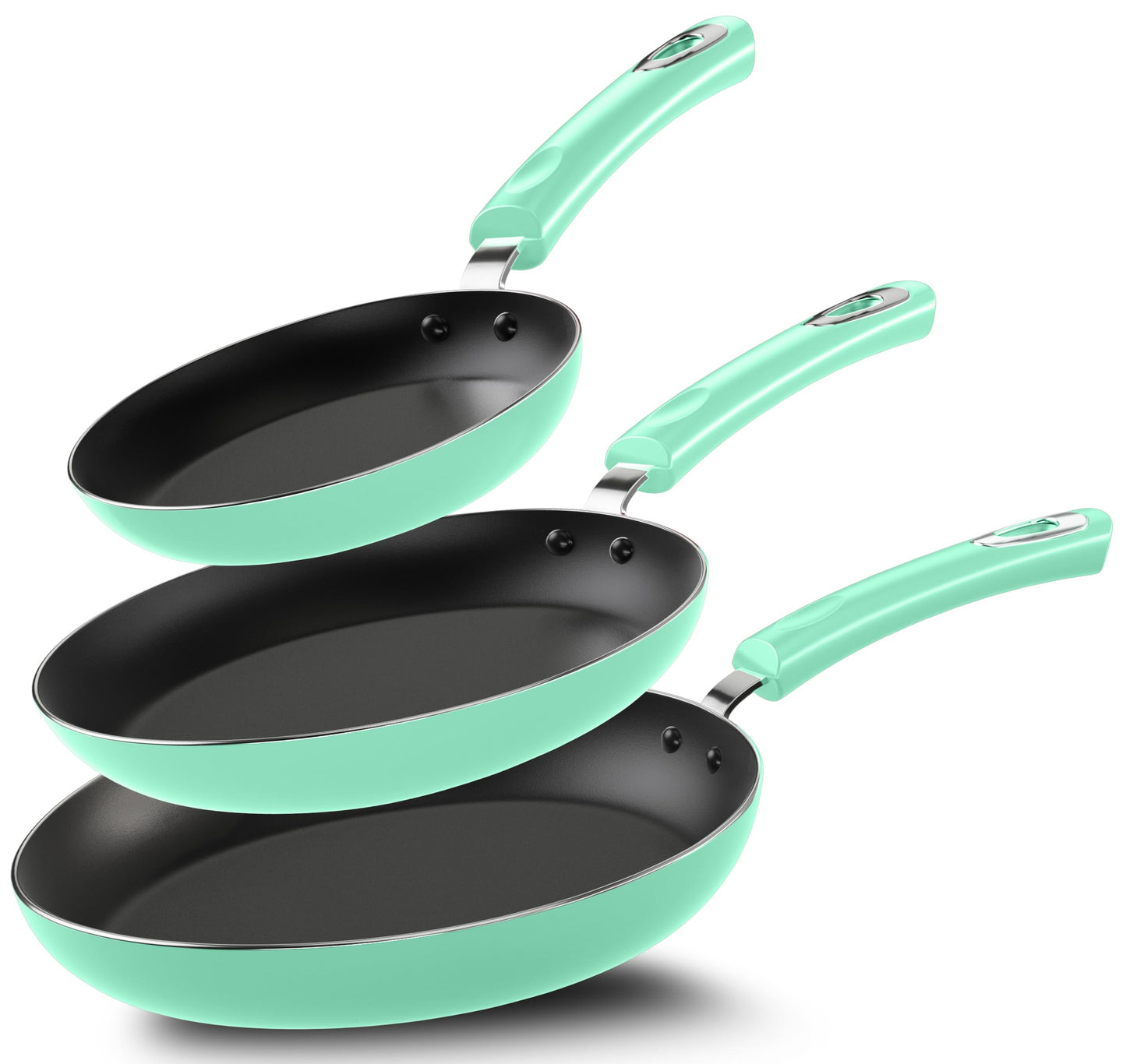 Utopia Kitchen Nonstick Frying Pan Set - 3 Piece Induction Bottom - 8 Inches, 9.5 Inches and 11 Inches - (Grey-Black)