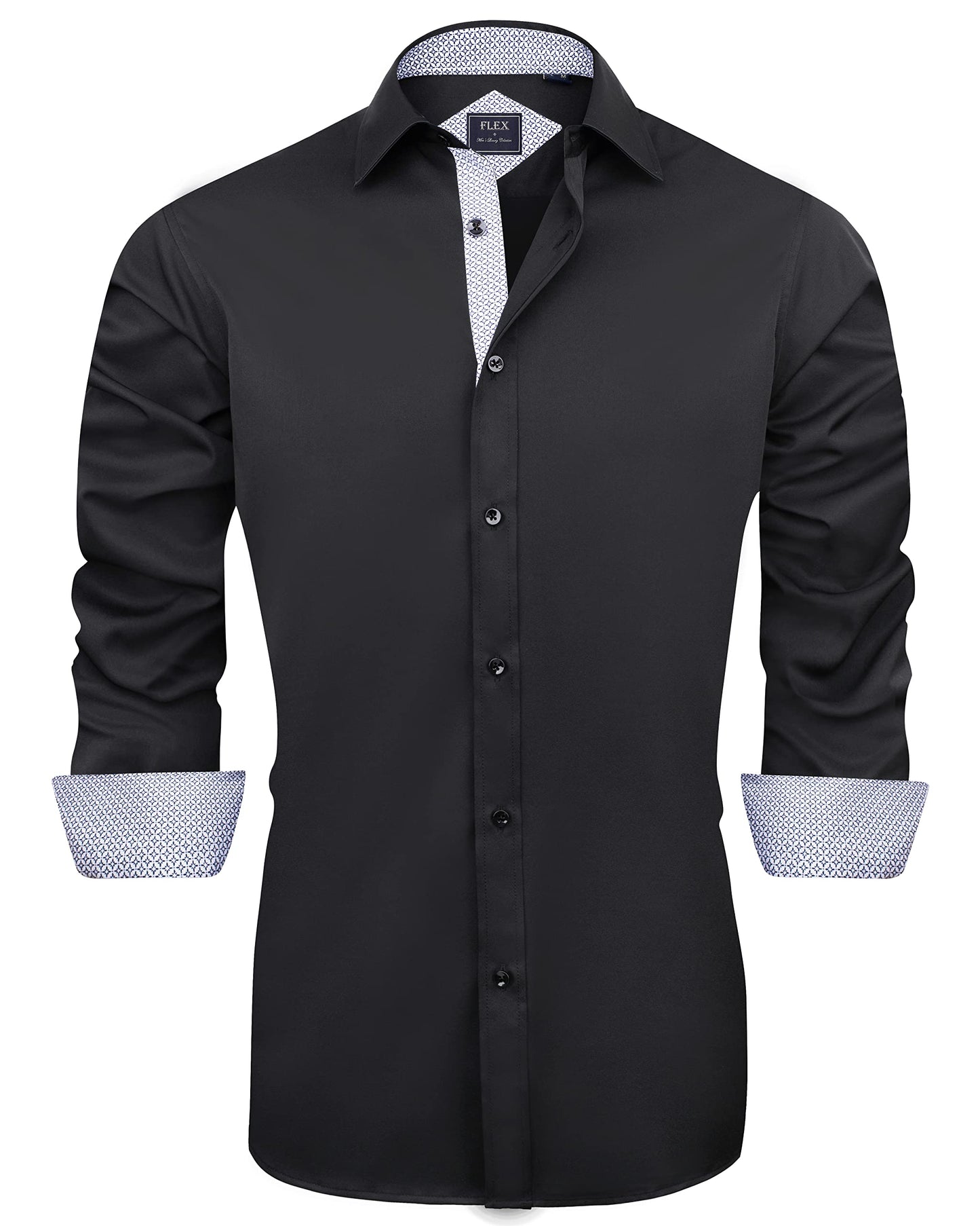 J.VER Men's Casual Long Sleeve Stretch Dress Shirt Wrinkle-Free Regular Fit Button Down Shirts