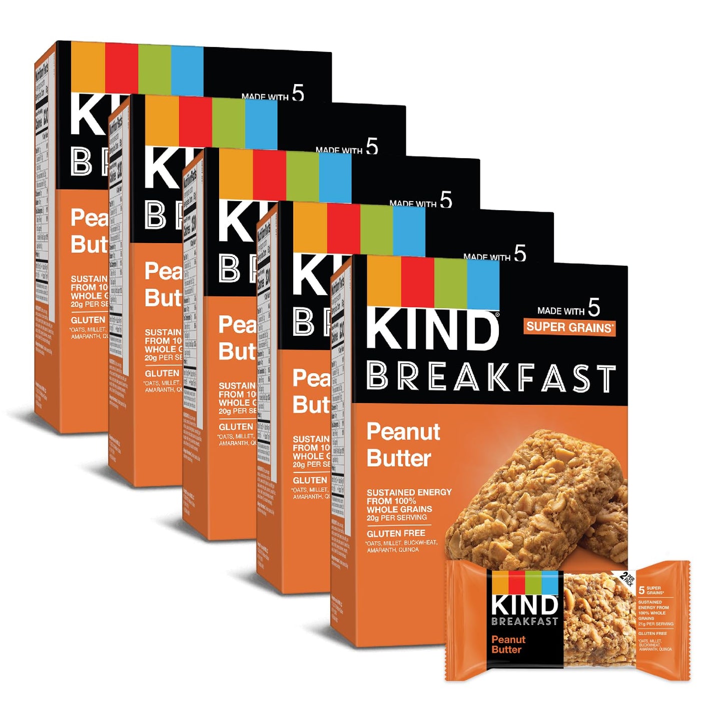 KIND Breakfast, Healthy Snack Bar, Almond Butter, Gluten Free Breakfast Bars, 8g Protein, 1.76 OZ Packs (6 Count)