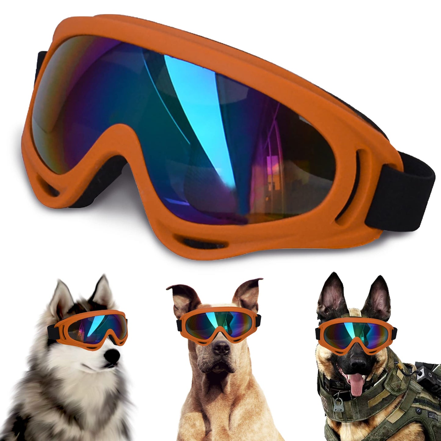 Large Dog Sunglasses, Dog Goggles with Adjustable Strap UV Protection Winproof Dog Puppy Sunglasses, Suitable for Medium-Large Dog Pet Glasses, Dogs Eyes Protection