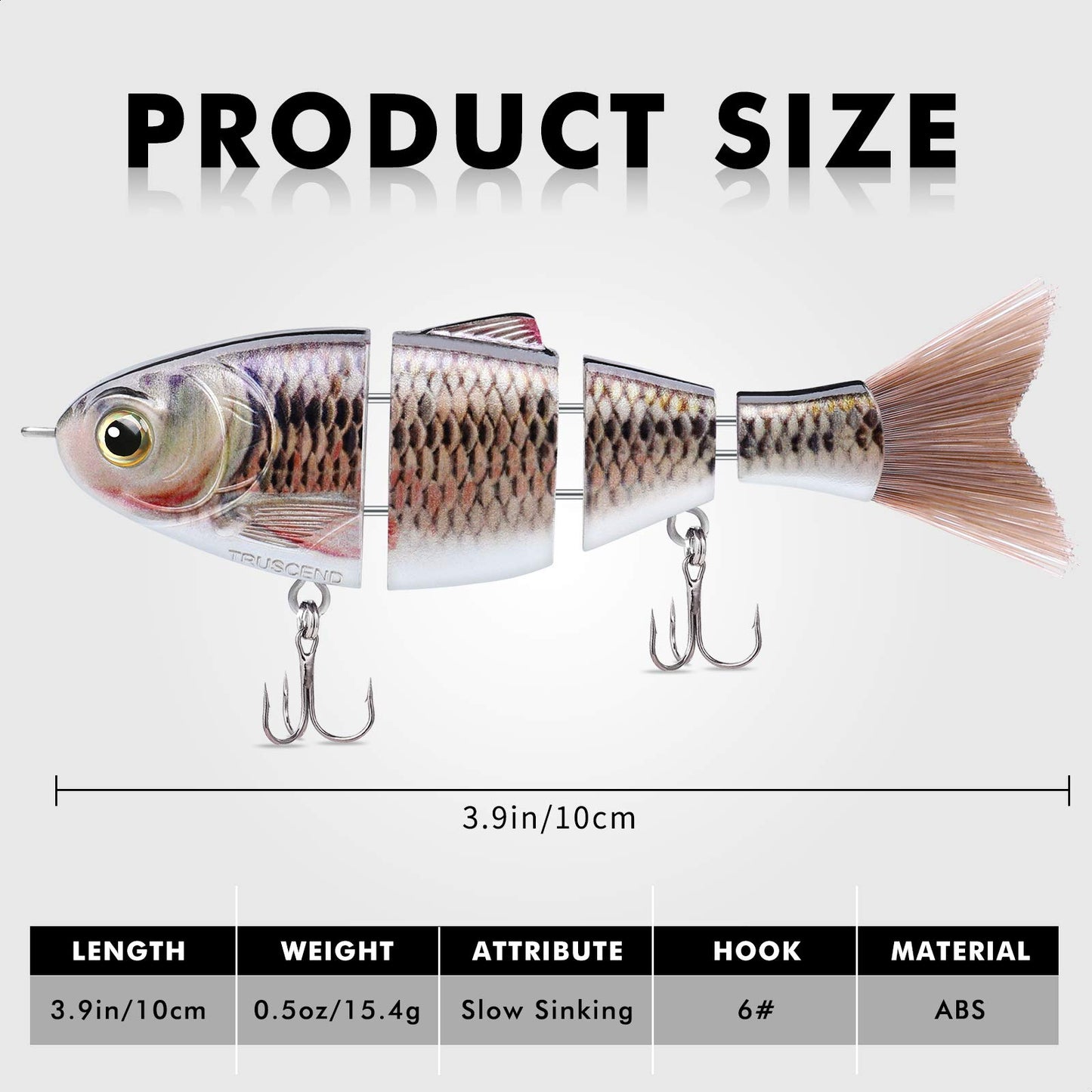 TRUSCEND Fishing Lures for Freshwater and Saltwater, Lifelike Swimbait for Bass Trout Crappie, Slow Sinking Bass Fishing Lure, Amazing Fishing Gifts for Men, Must-Have for Family Fishing Gear