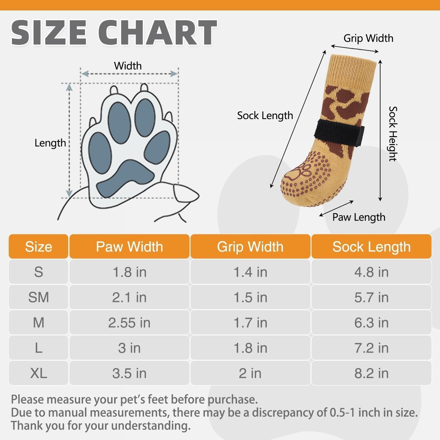 KOOLTAIL Non-Slip Dog Socks-Double Sides Grip for Hardwood Floor,3 Pairs Leopard Print Dog Boots,Traction Control Injury Prevent Licking Paw Protector Dog Shoes for Small Medium Large Old Senior Dogs