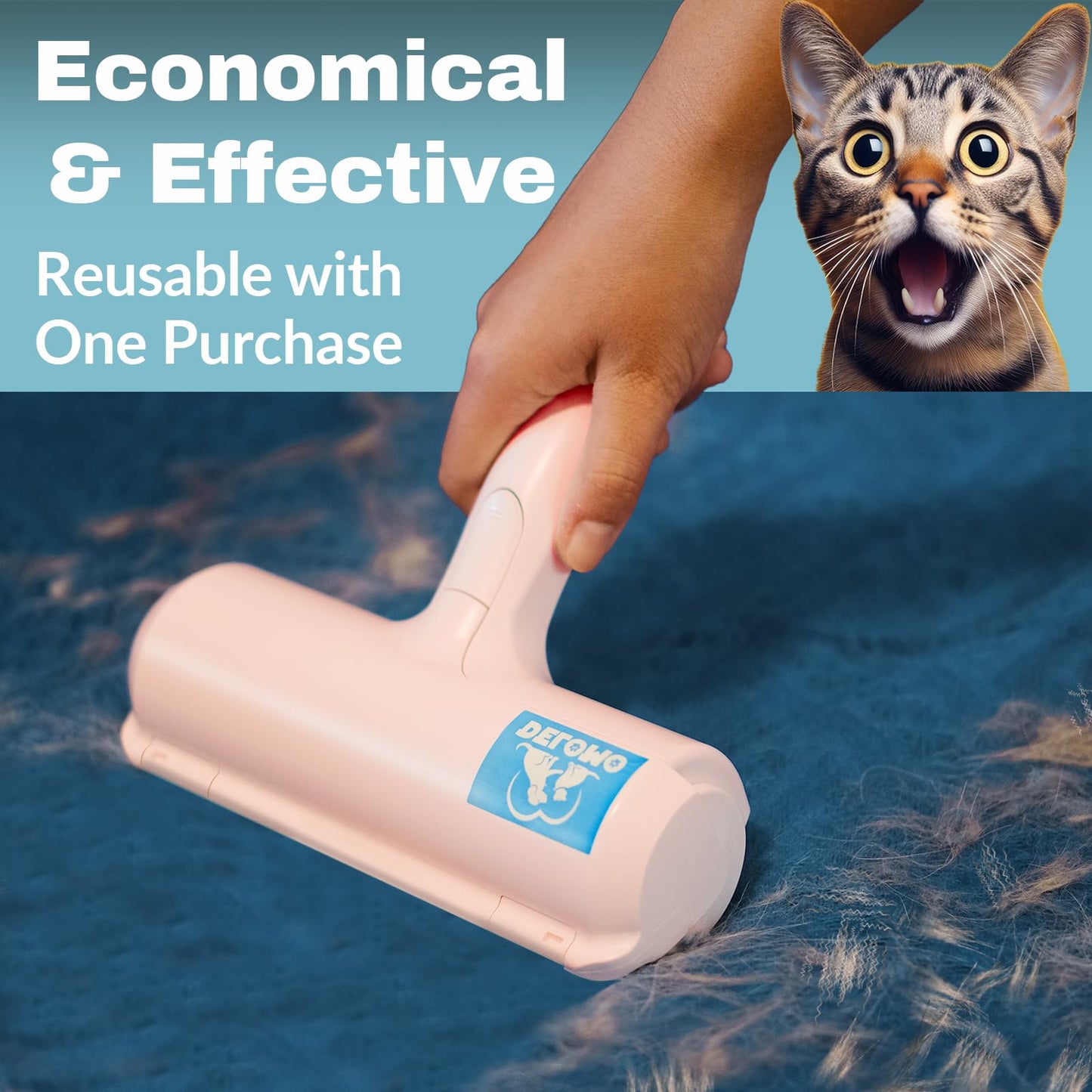 Pet Hair Remover - Lint Roller for Pet Hair - Cat and Dog Hair Remover for Couch, Furniture, Carpet, Car Seat, Reusable Roller W/Self-Cleaning Base - Upgraded Animal Fur Removal Tool