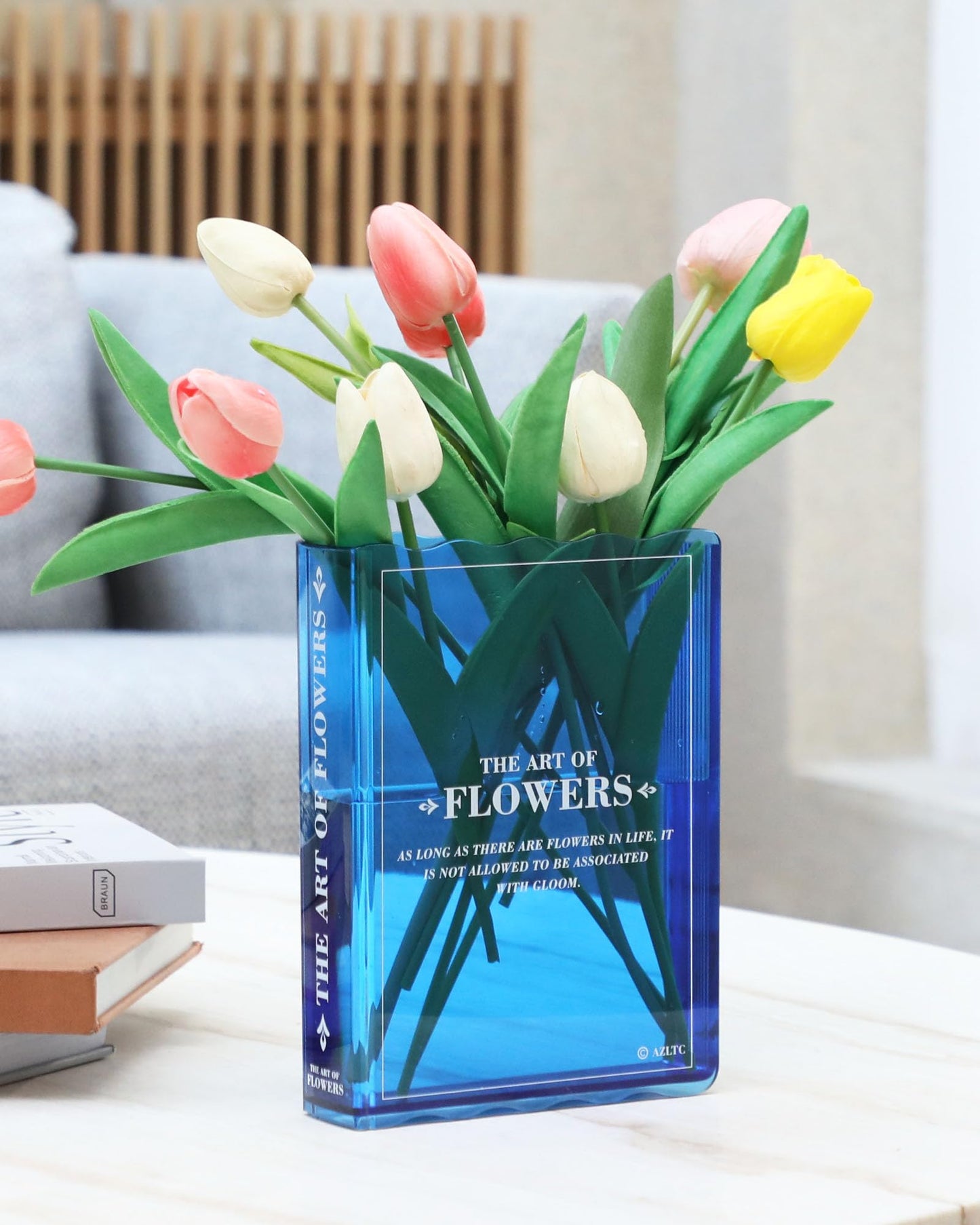 Book Vase for Flowers, Book Lovers Gifts, Aesthetic Room Decor Cute Flower Vase & Must-Have for Home, Bookshelf, Bedroom & Office Decor for Women & Teacher Gift - Like Mothers Day (Clear)