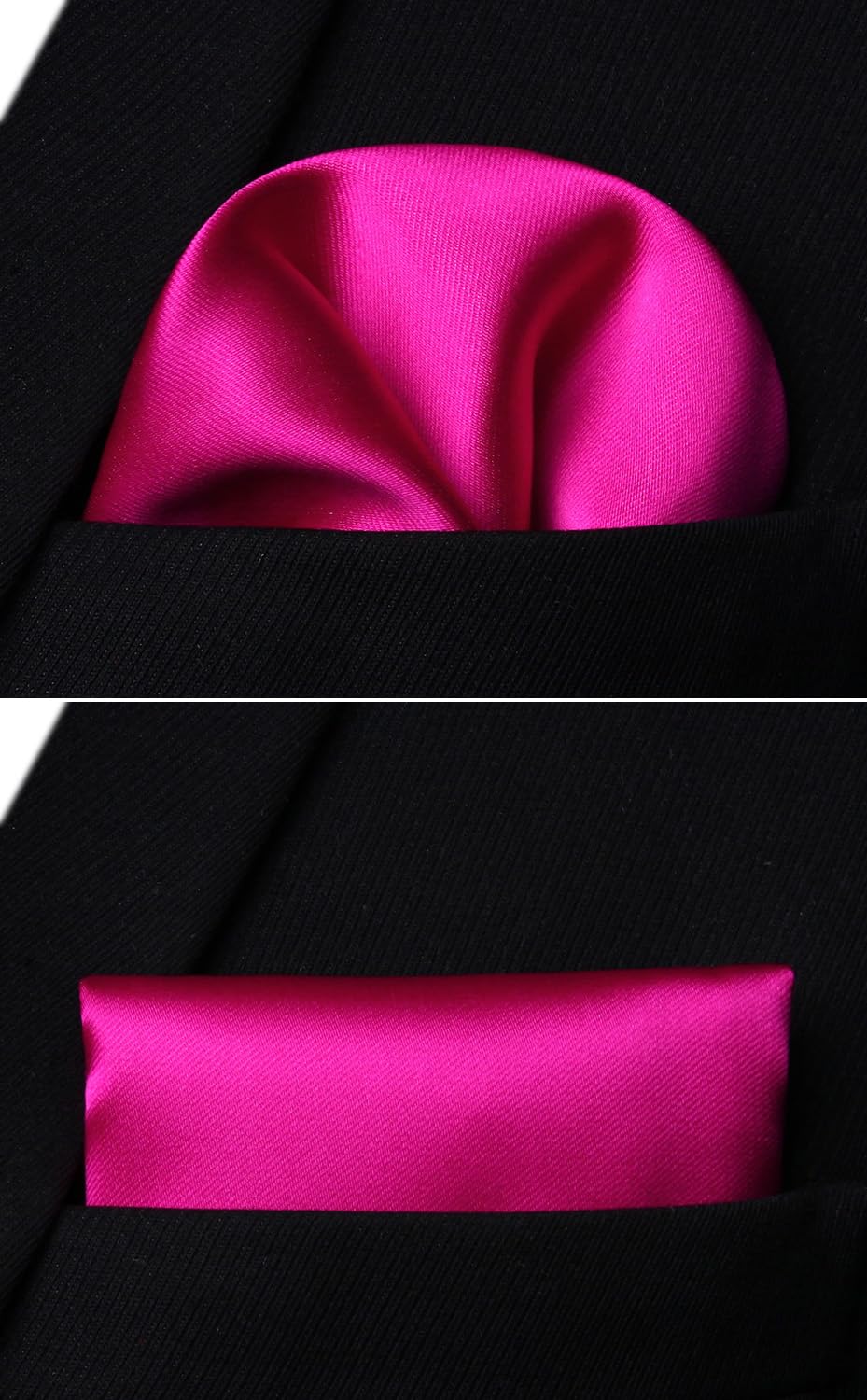 HISDERN Mens Solid Color Ties Formal Satin Necktie and Pocket Square Set Classic Wedding Business Tie & Handkerchief