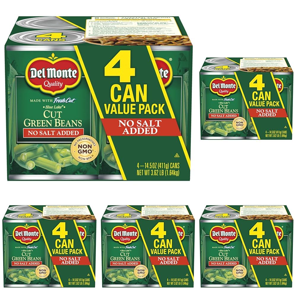 Del Monte Cut Blue Lake Green Beans With No Added Salt 14.5 Oz,(Pack of 4)