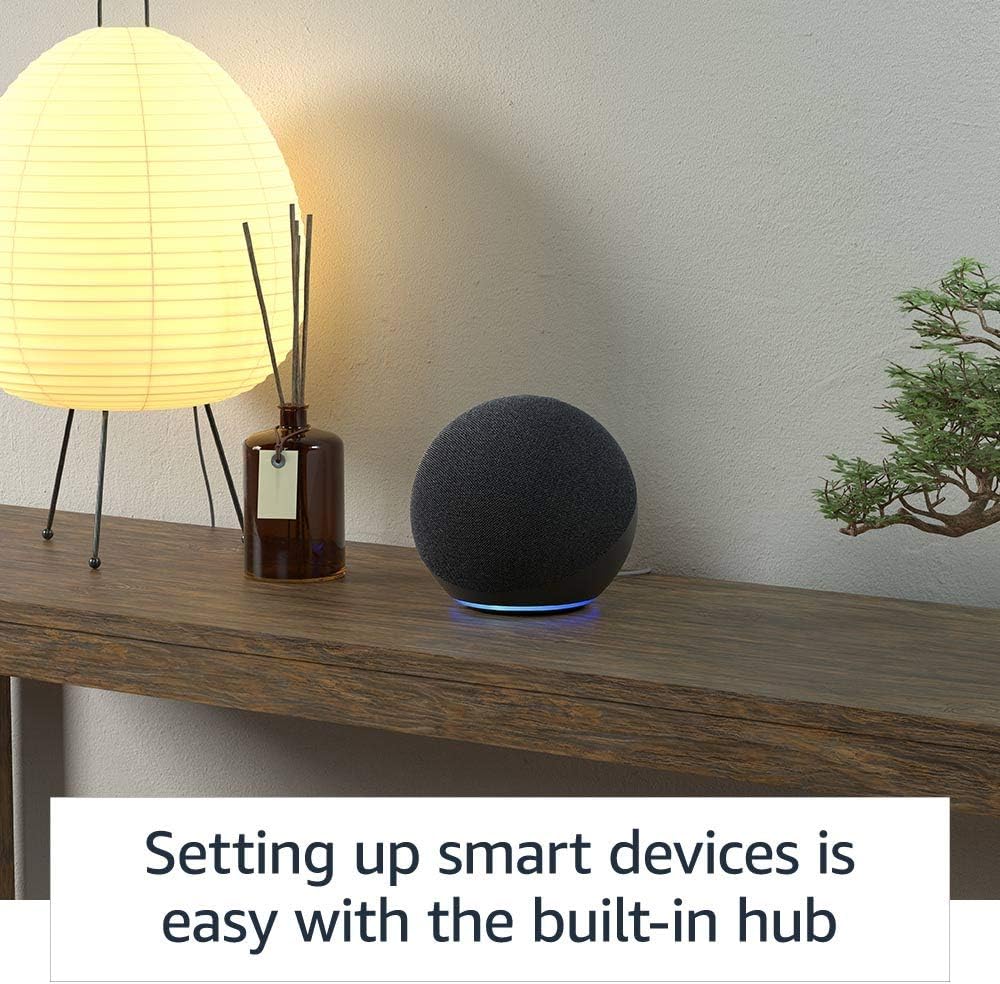 Echo (4th Gen) | With premium sound, smart home hub, and Alexa | Charcoal