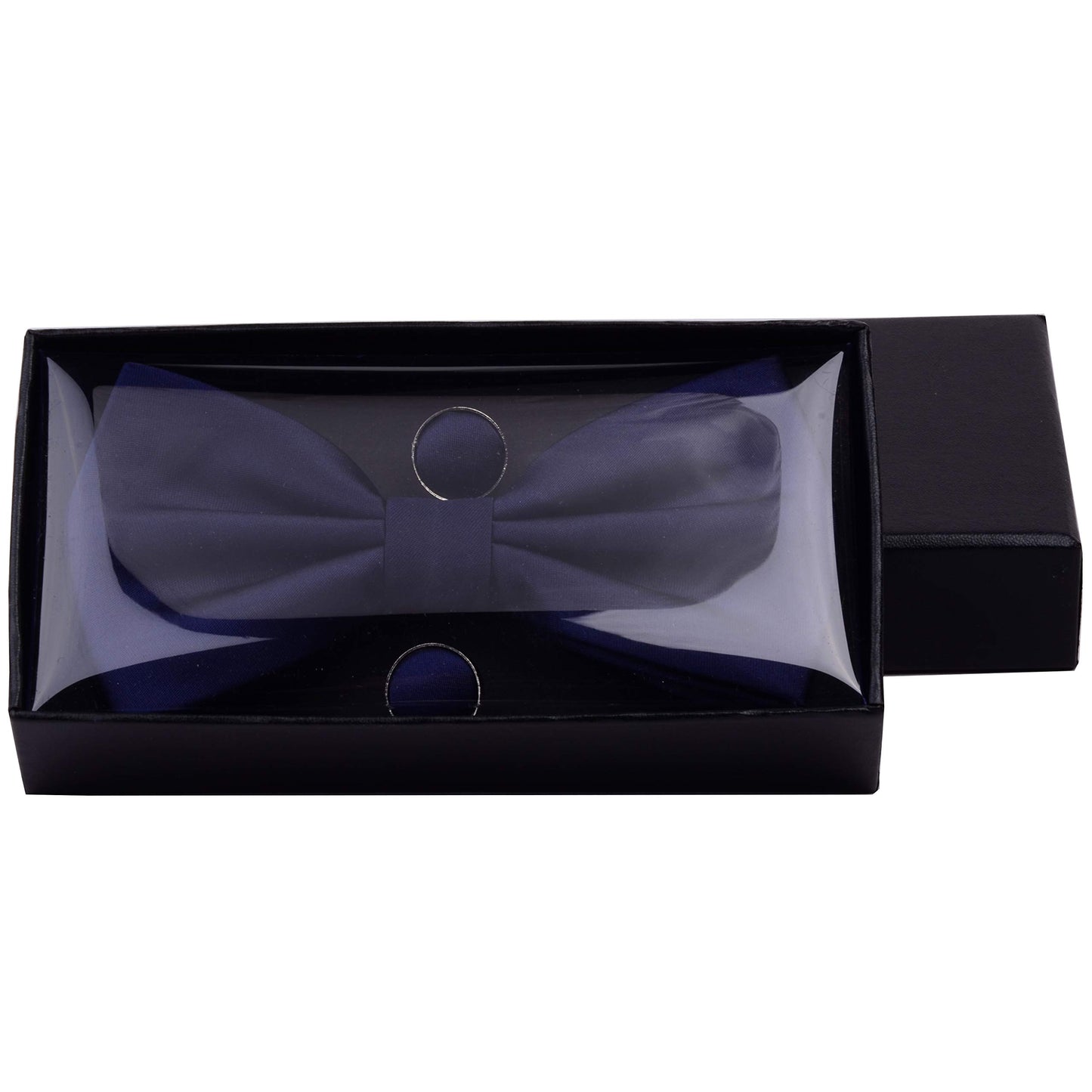 GUSLESON Mens Solid Color Double Fold Pre-tied Bow Tie and Pocket Square Cufflink Set with Gift Box