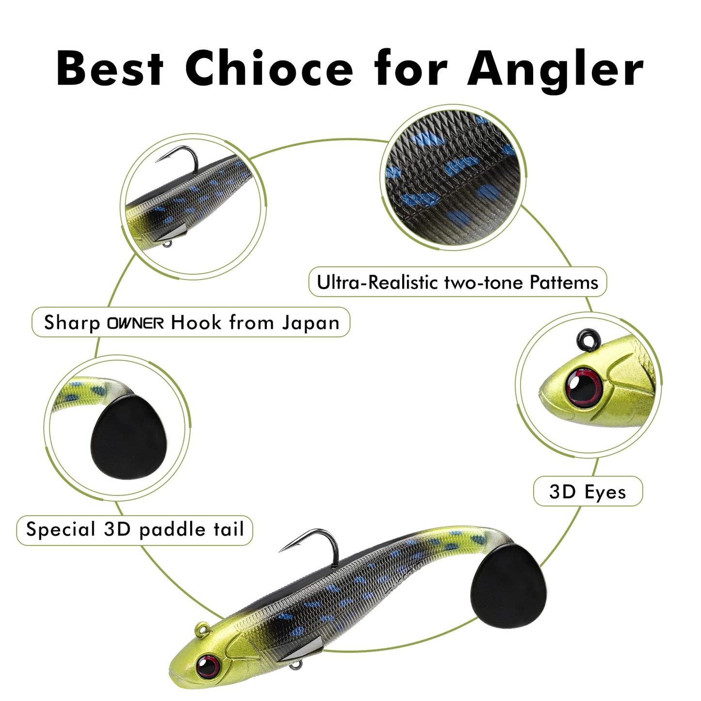 TRUSCEND Pre-Rigged Soft Fishing Lures, Well-Made Easy Catching Lures for Family Fishing, Great Action Swimbait with Spinner, All-Conditions Fishing Gear for Bass Trout Walleye, Crappie Fishing Jigs