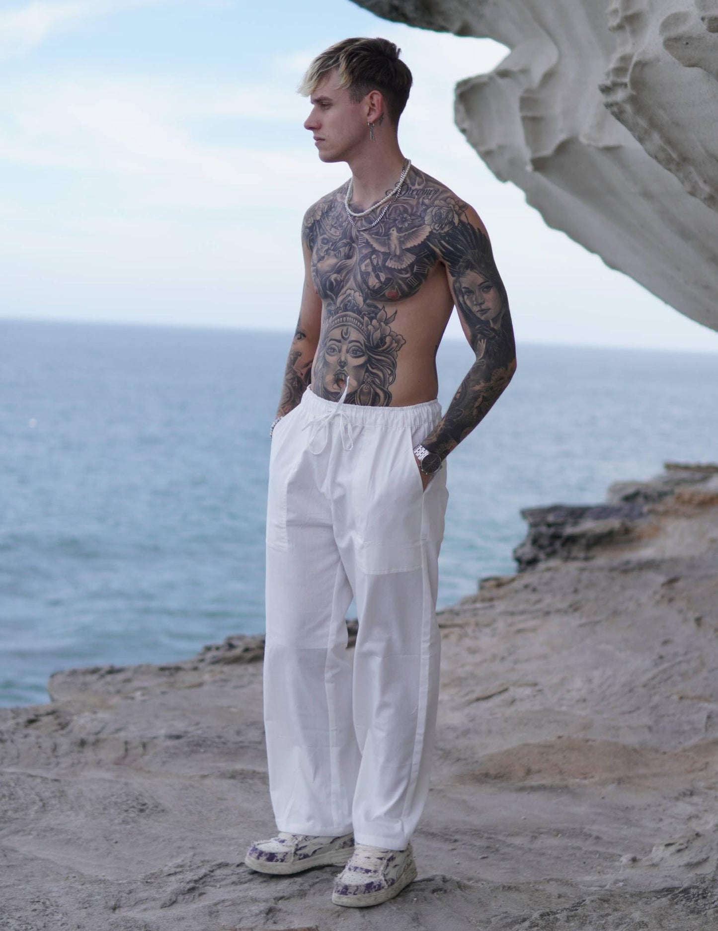 COOFANDY Mens Linen Drawstring Pants Elastic Waist Lightweight Trouser Casual Yoga Summer Beach Pant