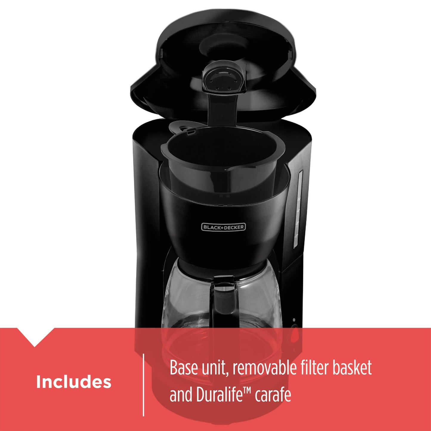 BLACK+DECKER 12-Cup Coffee Maker with Easy On/Off Switch, Easy Pour, Non-Drip Carafe with Removable Filter Basket, Black