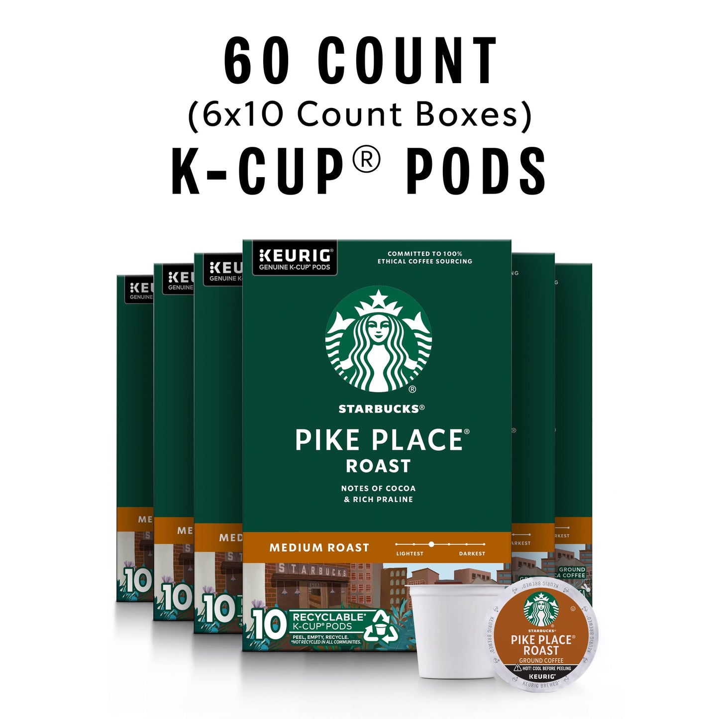 Starbucks K-Cup Coffee Pods—Medium Roast Coffee—Pike Place Roast for Keurig Brewers—100% Arabica—4 boxes (96 pods total)