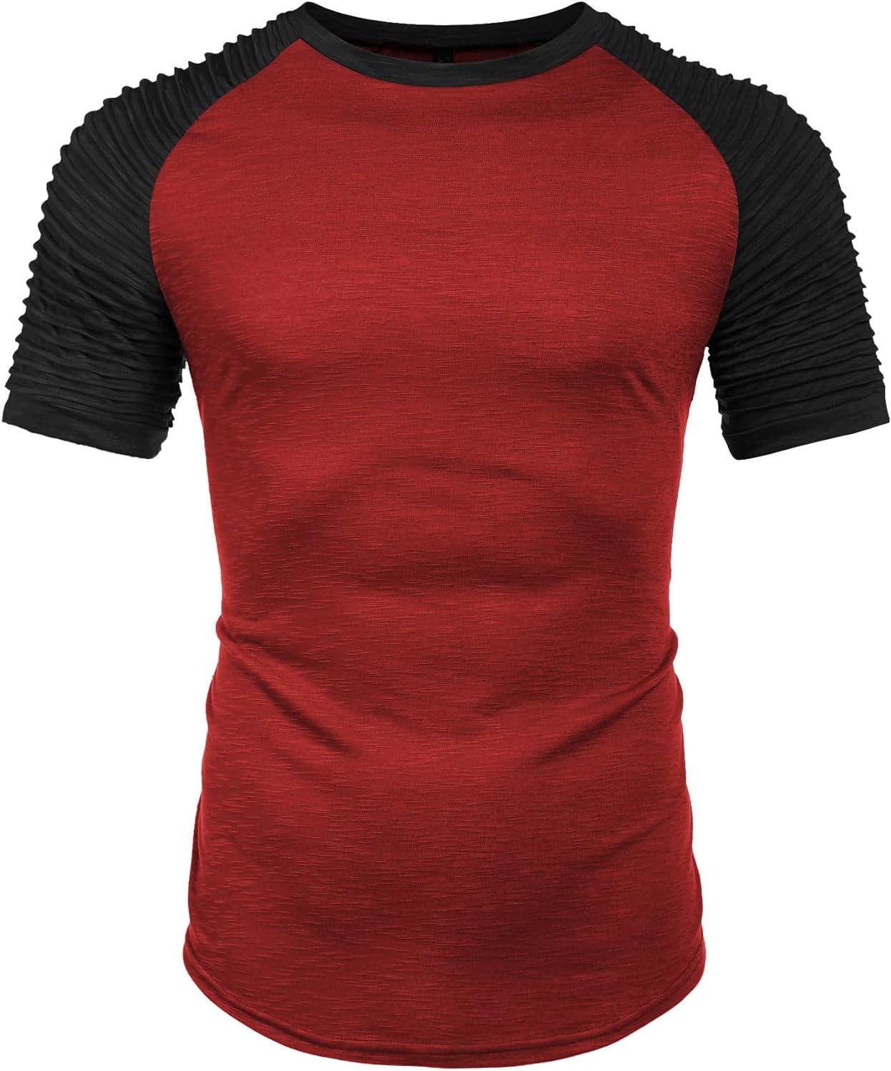 COOFANDY Men's Muscle T-Shirt Pleated Raglan Sleeve Bodybuilding Gym Tee Short Sleeve Fashion Workout Shirts Hipster Shirt