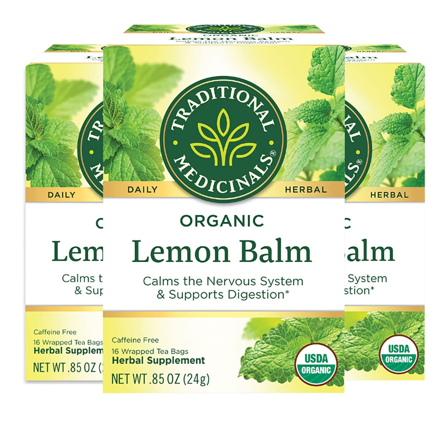 Traditional Medicinals Tea, Organic Lemon Balm, Calms Nerves & Supports Digestion, 16 Tea Bags