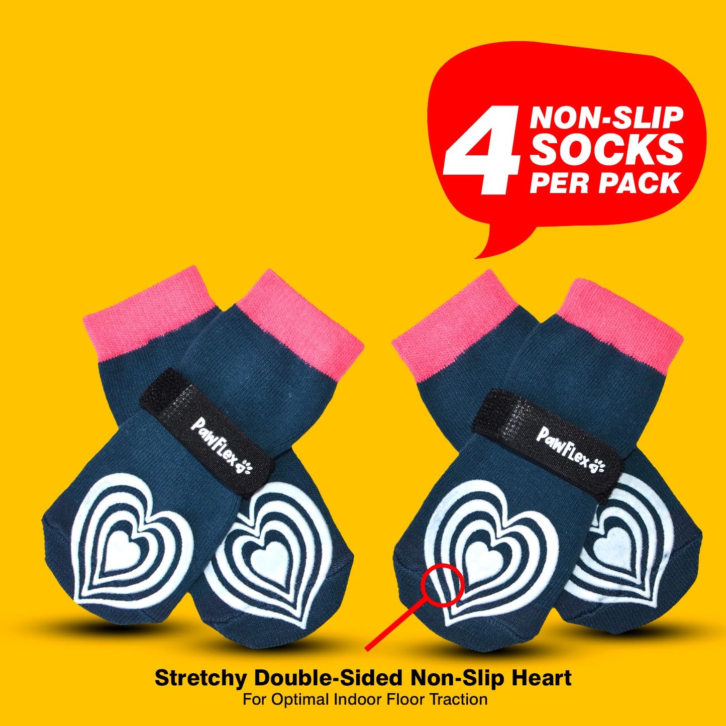 Medical First-Aid Double Sided Anti-Slip Cotton Dog Socks | PawFlex Comfy Pawz Silicone Nonslip at Inner Cuff for No Twisting or Sliding Off | Pet Paw Protection |Wound Care | Traction Control