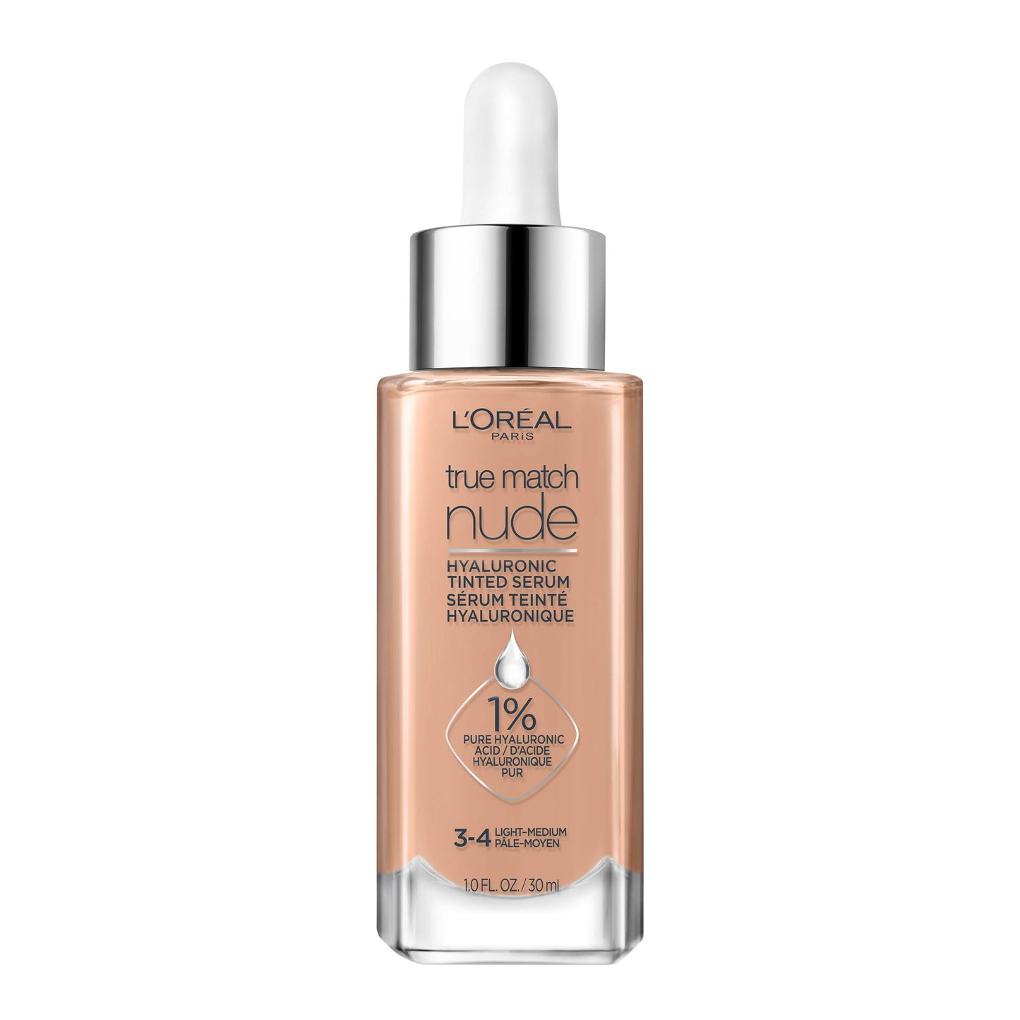 L'Oreal Paris True Match Nude Hyaluronic Tinted Serum Foundation with 1% Hyaluronic acid, Light 2-3, 1 fl. oz.