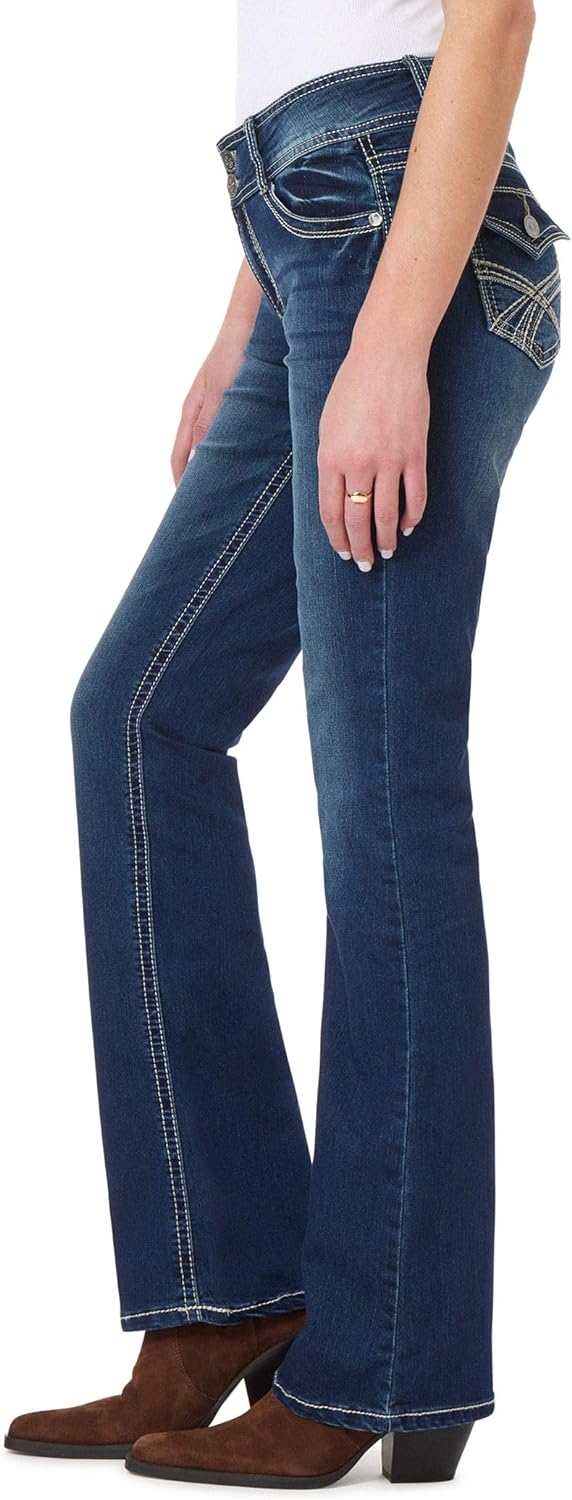 WallFlower Women's Luscious Curvy Bootcut Mid-Rise Insta Stretch Juniors Jeans (Standard and Plus)