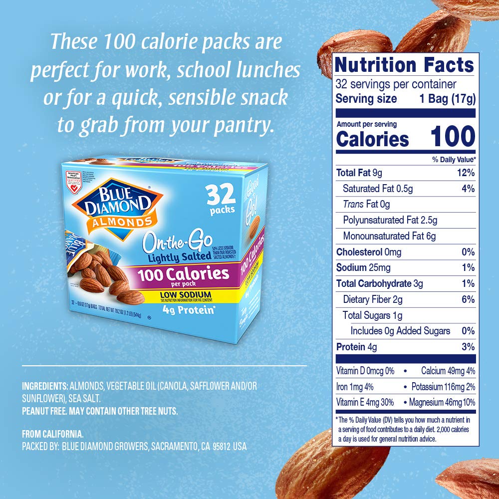 Blue Diamond Almonds Low Sodium Lightly Salted Snack Nuts, 40 Oz Resealable Bag (Pack of 1)