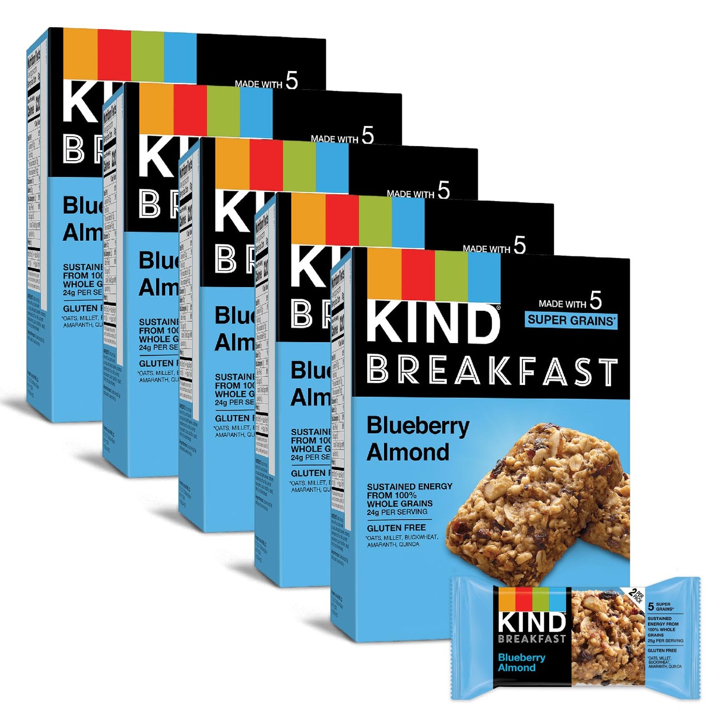 KIND Breakfast, Healthy Snack Bar, Almond Butter, Gluten Free Breakfast Bars, 8g Protein, 1.76 OZ Packs (6 Count)