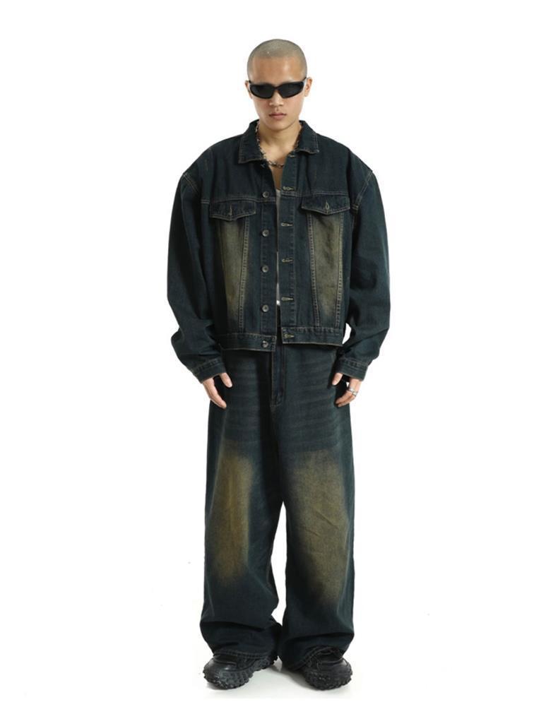 Vintage Straight Jeans Washed Distressed Loose Trousers