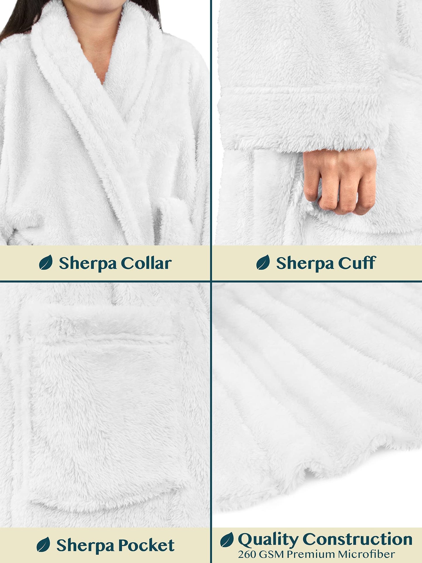 PAVILIA Premium Womens Plush Soft Robe Fluffy, Warm, Fleece Sherpa Shaggy Bathrobe