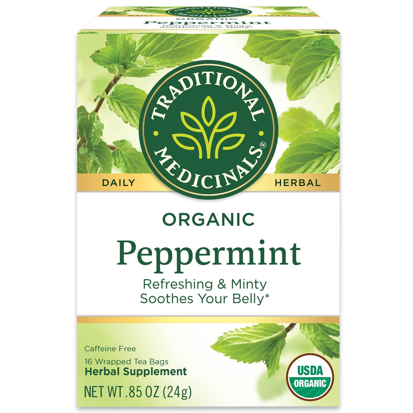 Traditional Medicinals Tea, Organic Lemon Balm, Calms Nerves & Supports Digestion, 16 Tea Bags