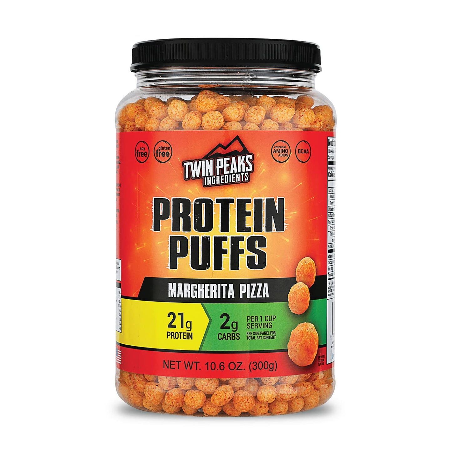 Twin Peaks Low Carb, Keto Friendly Protein Puffs, Nacho Cheese (300g, 21g Protein, 2g Carbs)