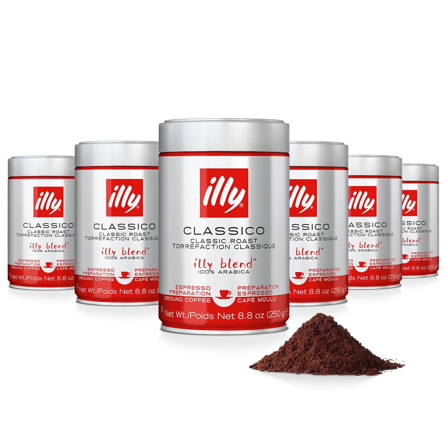 illy Ground Coffee Espresso - 100% Arabica Coffee Ground – Classico Medium Roast - Notes of Caramel, Orange Blossom & Jasmine - Rich Aromatic Profile - Precise Roast - No Preservatives – 8.8 Ounce