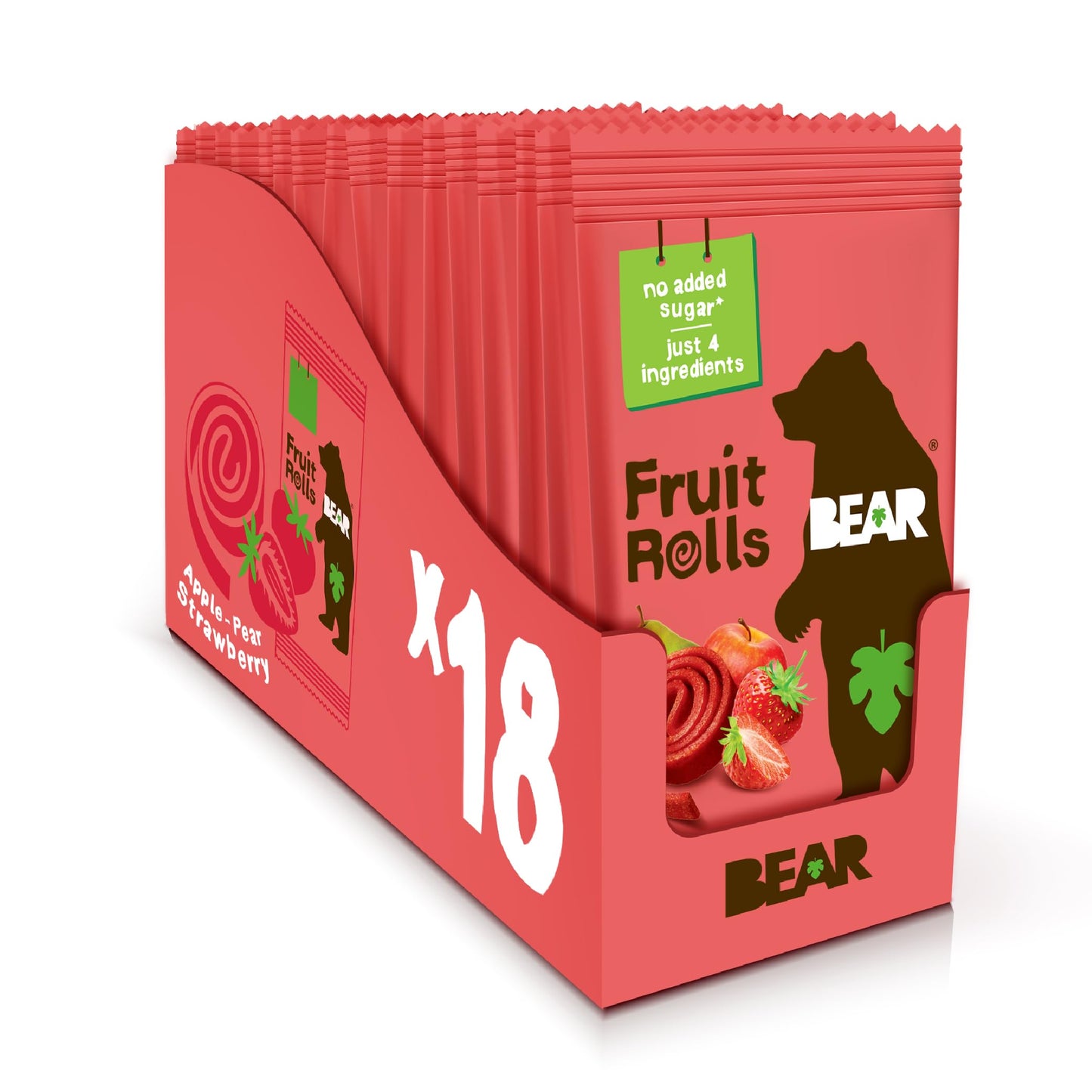 BEAR Real Fruit Snack Rolls - Gluten Free, Vegan, and Non-GMO - Strawberry – Healthy School And Lunch Snacks For Kids And Adults, 0.7 Ounce (Pack of 12)