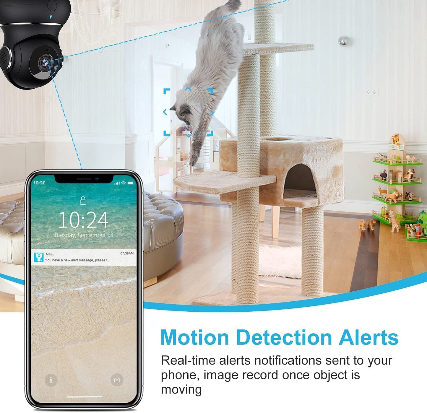 litokam 2K Indoor Security Camera, 360° Cameras for Home Security Indoor with Motion Detection, Pet Camera with Phone App, Baby Monitor-Night Vision