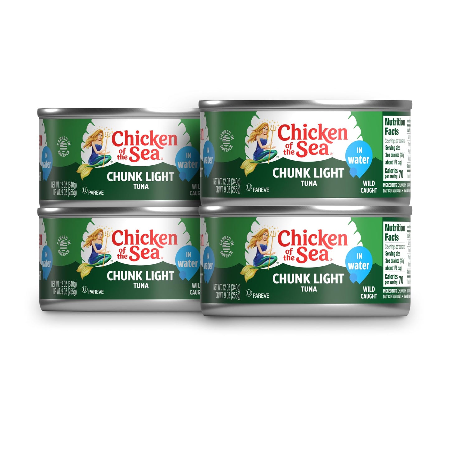 Chicken of the Sea Chunk Light Tuna in Water, Wild Caught Tuna, 5-Ounce Cans (Pack of 10)