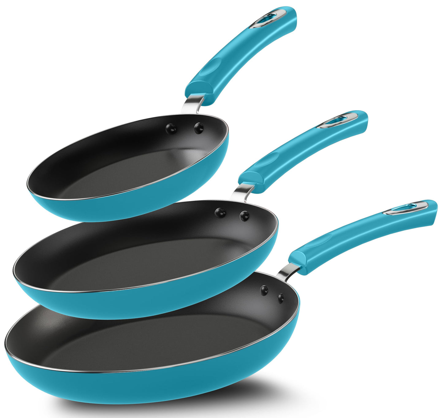 Utopia Kitchen Nonstick Frying Pan Set - 3 Piece Induction Bottom - 8 Inches, 9.5 Inches and 11 Inches - (Grey-Black)