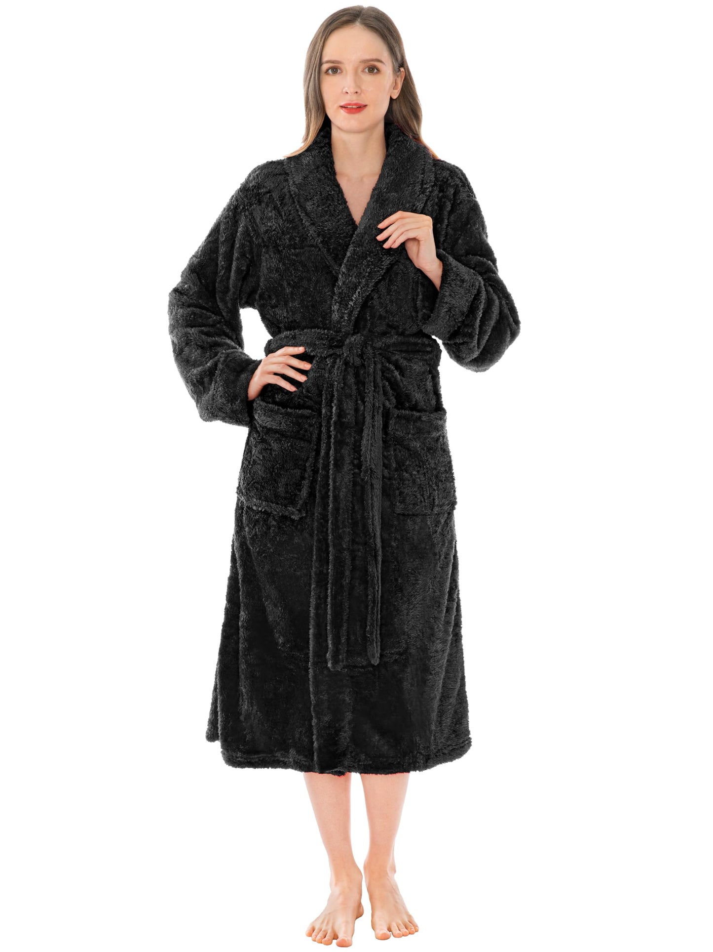 PAVILIA Premium Womens Plush Soft Robe Fluffy, Warm, Fleece Sherpa Shaggy Bathrobe