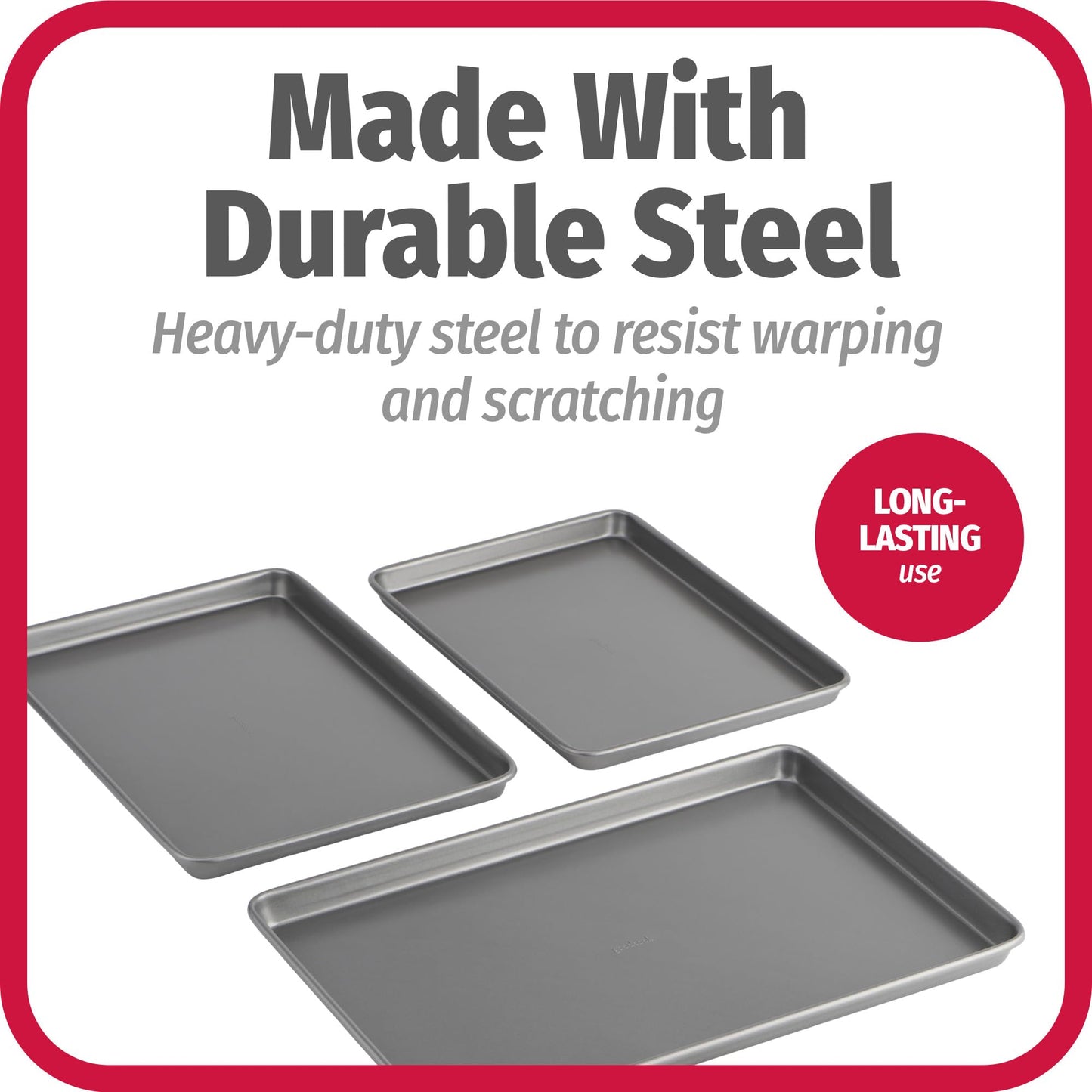 Goodcook Nonstick Steel 3-Piece Cookie Sheet Set