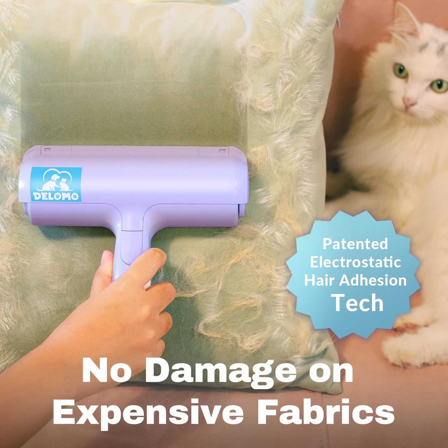 Pet Hair Remover - Lint Roller for Pet Hair - Cat and Dog Hair Remover for Couch, Furniture, Carpet, Car Seat, Reusable Roller W/Self-Cleaning Base - Upgraded Animal Fur Removal Tool