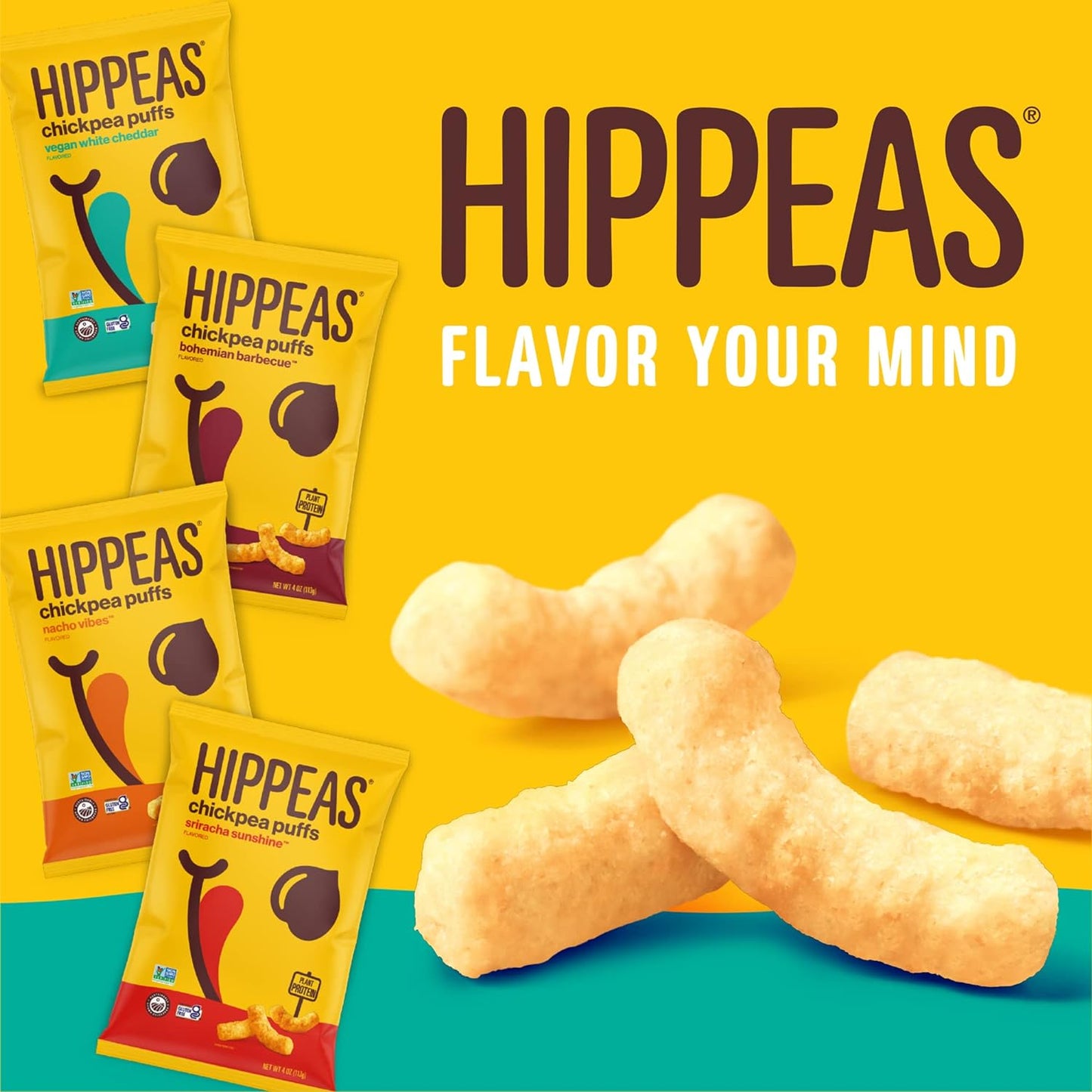 Hippeas Chickpea Puffs, Cheeze Variety Pack: Vegan White Cheddar, Nacho Vibes, 0.8 Ounce (Pack of 18), 3g Protein, 2g Fiber, Vegan, Gluten-Free, Crunchy, Plant Protein Snacks