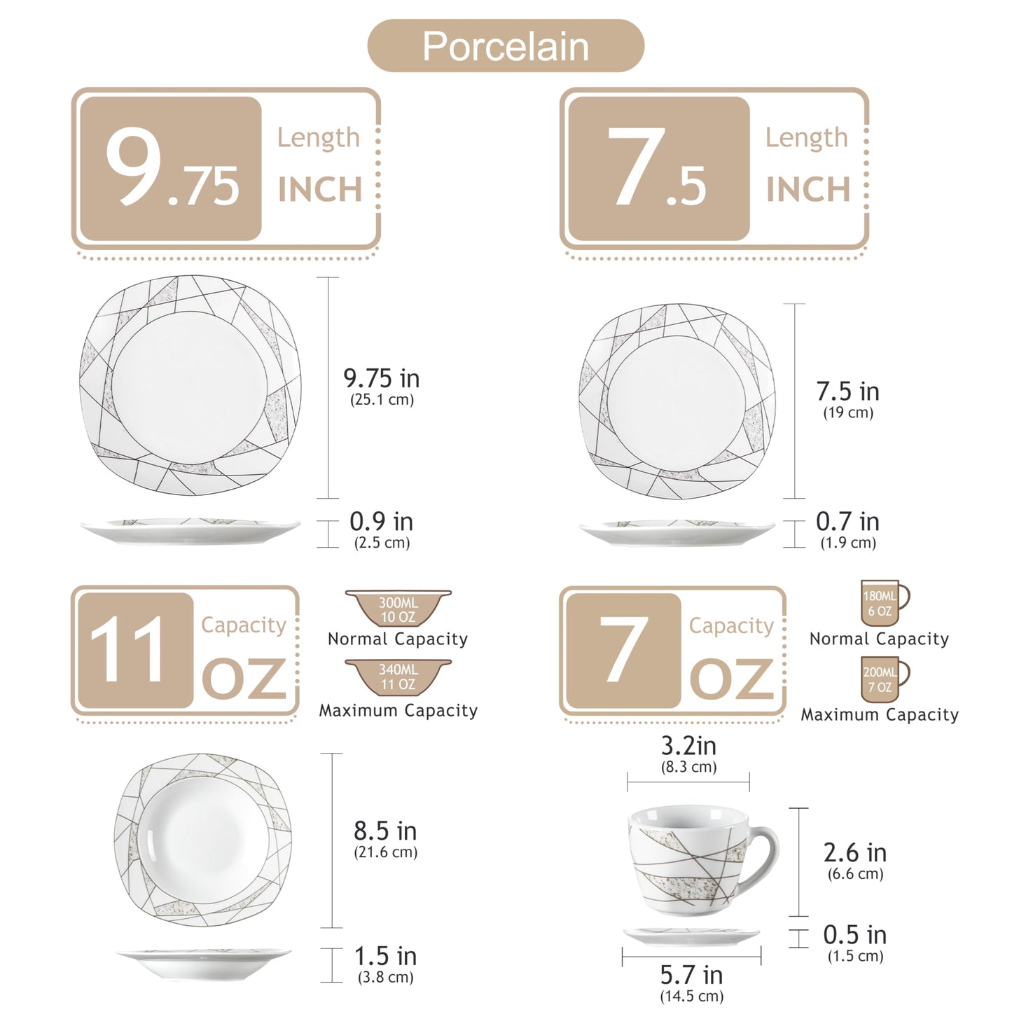 VEWEET, Series Annie, Porcelain Dinnerware Sets for 6, White Dish Set with Pink Floral, 30 PCS Dinner Sets Including Dinner Plates, Dessert Plates, Soup Plates Set, Cups & Saucers