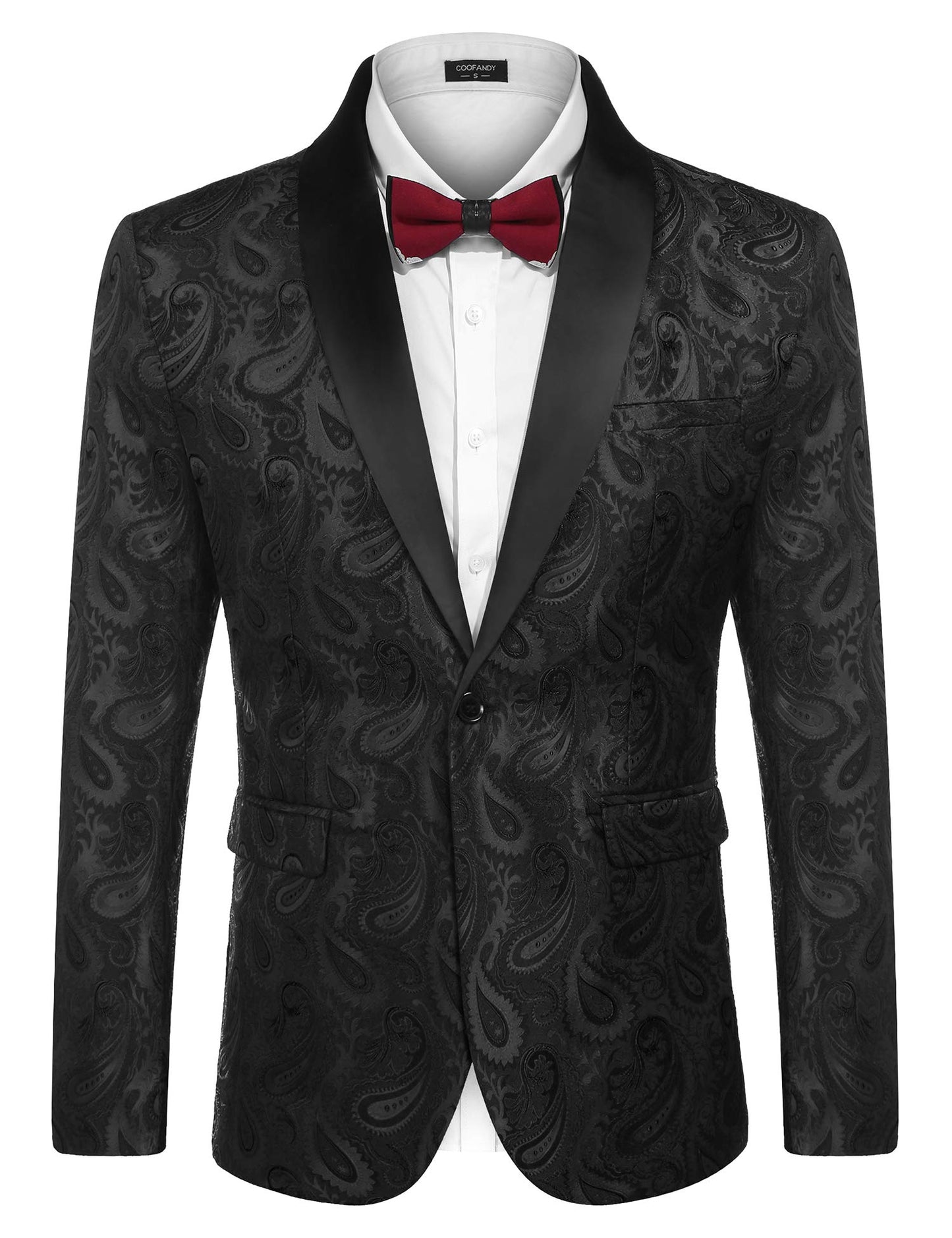 COOFANDY Mens Floral Tuxedo Jacket Paisley Shawl Lapel Suit Blazer Jacket for Dinner,Prom,Wedding