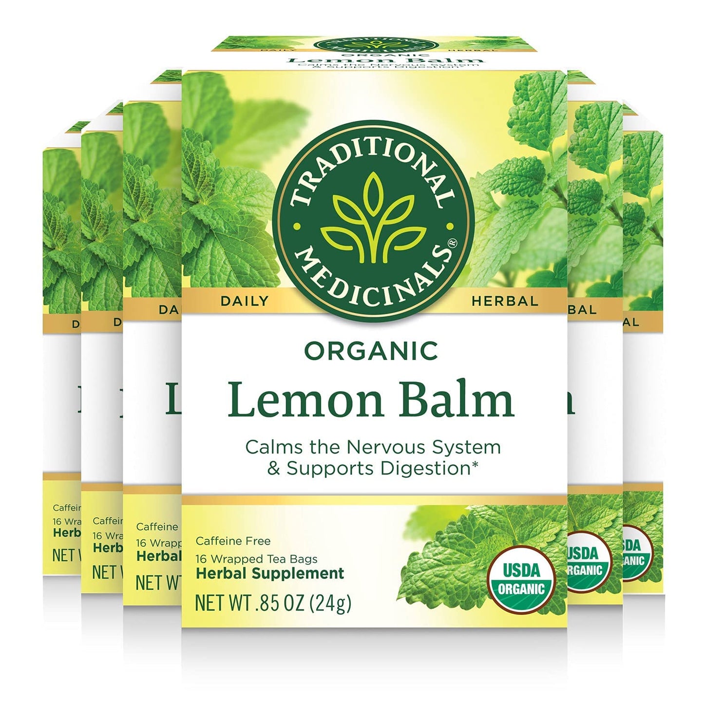 Traditional Medicinals Tea, Organic Lemon Balm, Calms Nerves & Supports Digestion, 16 Tea Bags