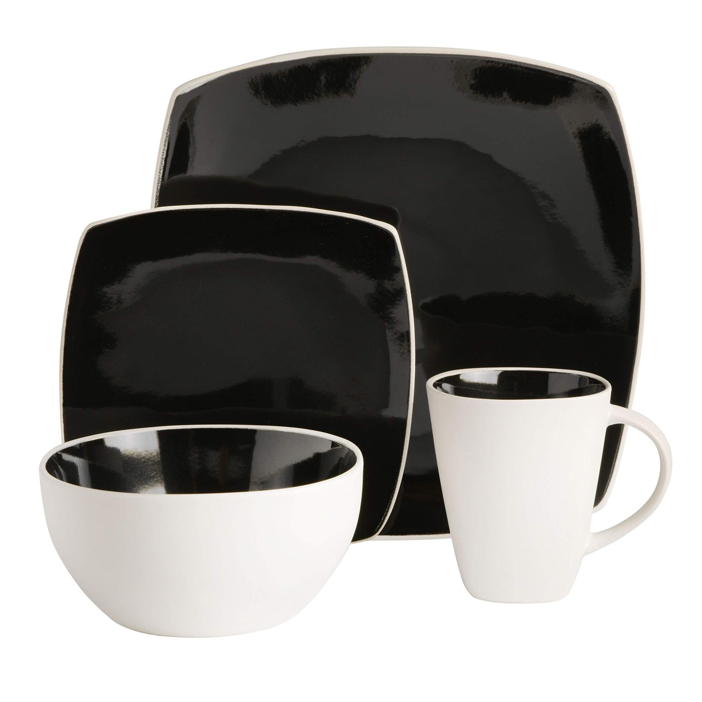 Gibson Soho Lounge Dinnerware Set, Service for 4 (16pcs), Matte Black